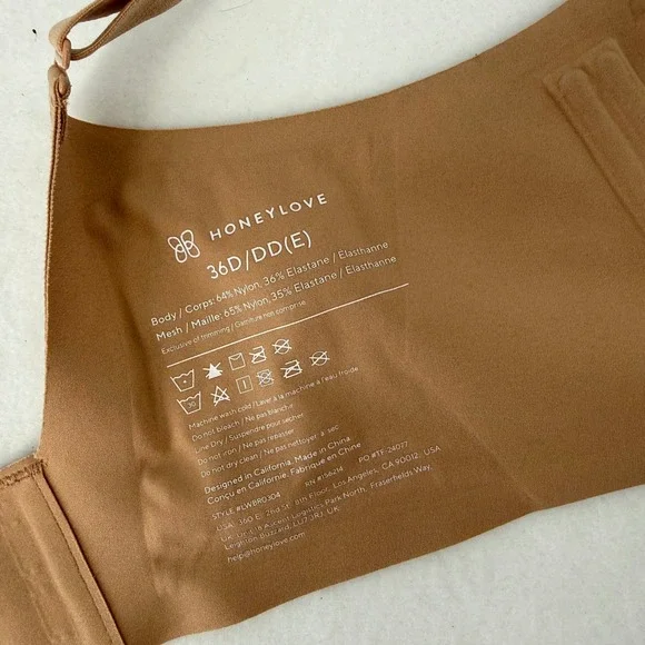 Honeylove Silhouette Bra Womens 36D/DD(E) Tan Nude Wire-Free Mesh Trim LWBR0304 - Picture 5 of 6